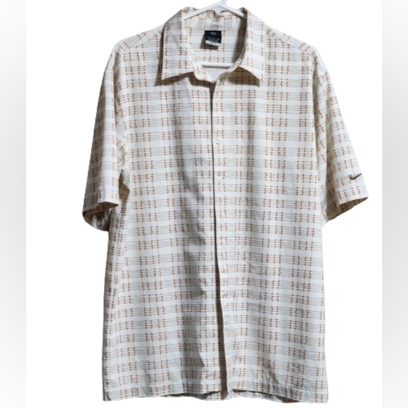 Nike short sleeve button-up shirt size Xlarge color white/ red - Picture 1 of 5